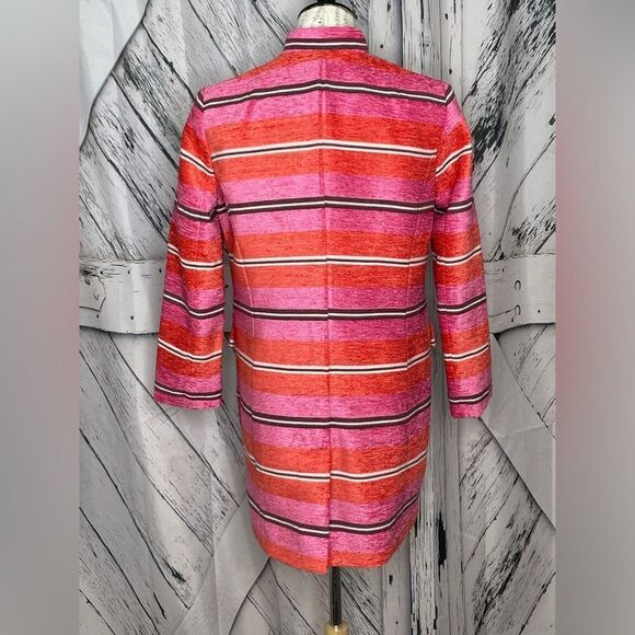 Banana Republic Pink Red Striped One Button Mid-Length Coat Blazer XS - Picture 6 of 11